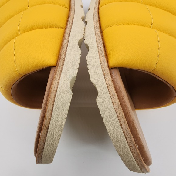 Sorel Ella III Slide Sandals Womens Size 9 Yellow Ray Honey Quilted Leather NEW - Picture 12 of 13